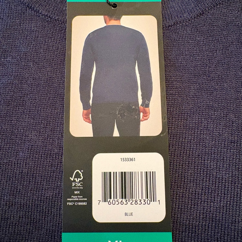 Banana Republic Men's Deep Blue Merino 100% WOOL Sweater | - Picture 6 of 12